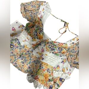 Altar'd State White Floral Dress with Lace Accents